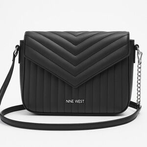 Nine West Quilted Black Crossbody Bag – Chain Strap, EUC ❤️💥🔥